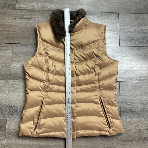 Eddie Bauer Down Vest Size M Goose Down Zip Puffer Vest Gold - Picture 7 of 7